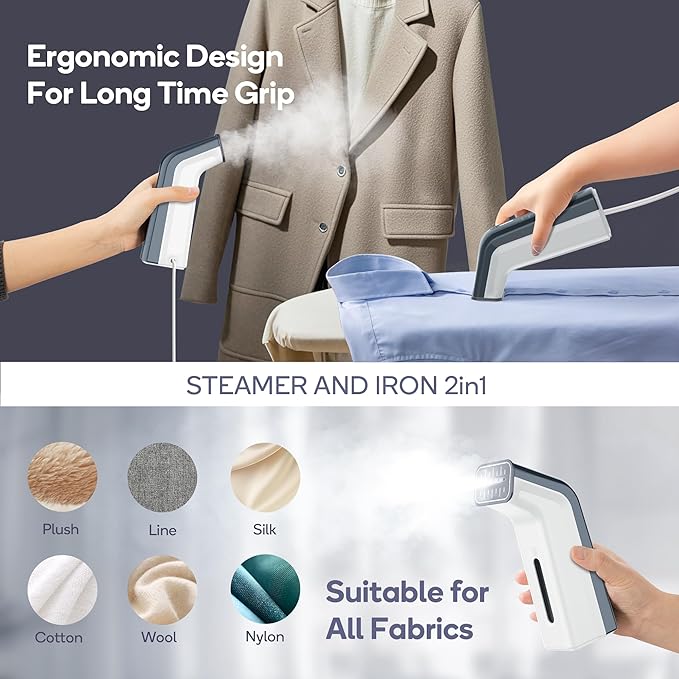 Mini Travel Steamer for Clothes,Dual Voltage & Wrong Voltage Alarm,110-240V Steamer & Iron 2 In 1,Integrated 170ml Tank,1.2lbs Travel Size Fabric Iron,Handheld Steaming Wrinkles Remover For Garment