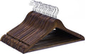 JS Hanger Wooden Coat Hangers, 20 Pack High Grade Wood Suit Hangers with Non Slip Pant Bar - Extra Smooth and Splinter Free Retro Finish