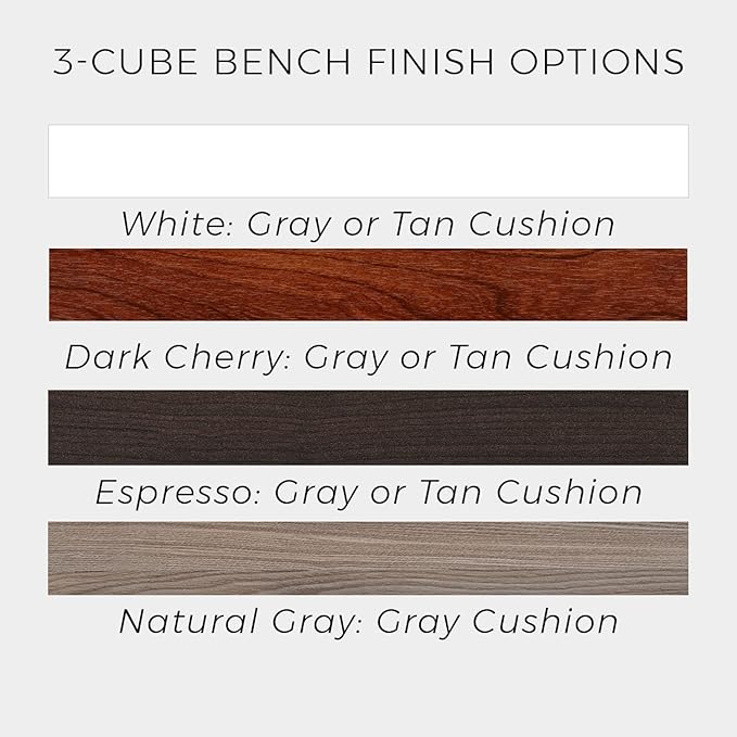 ClosetMaid 3258 Cubeicals 3-Cube Storage Bench, Natural Gray with Gray Cushion