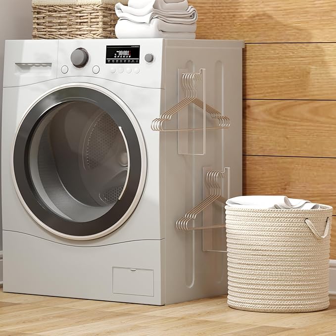 2 Pack Magnetic Hanger Organizer, Space-Saving Hanger Storage Rack for Washing Machine, and Laundry Room – Fits Adult and Child Clothes Hangers (2, White)