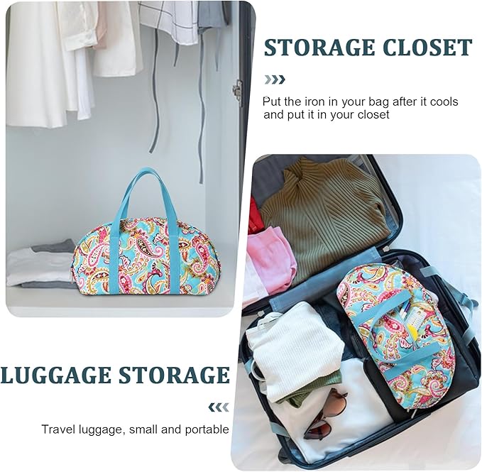KOKNIT Full Size Iron Storage Bag, Stylish Portable Steam Iron Bag, Christmas Gift Tote For Ironing accessories & Travel (Colorful cashew flower)