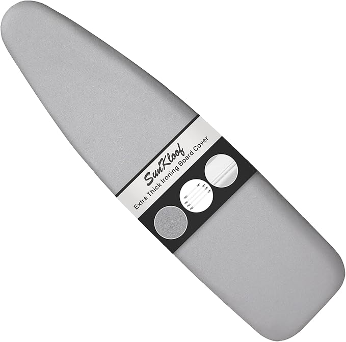 Ironing Board Cover and Pad 15"x54" Extra Thick Natural Cotton, Scorch and Stain Resistant Padding, Standard Size Iron Board Cover with Fasteners Heavy Duty Elastic Edge, Heatproof