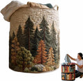 Quilted Laundry Basket, Quilted Laundry Basket with Handles, Boho Fabric Floral Storage, For Bedroom Laundry (#08, 14"L x 14"W x 18"H)