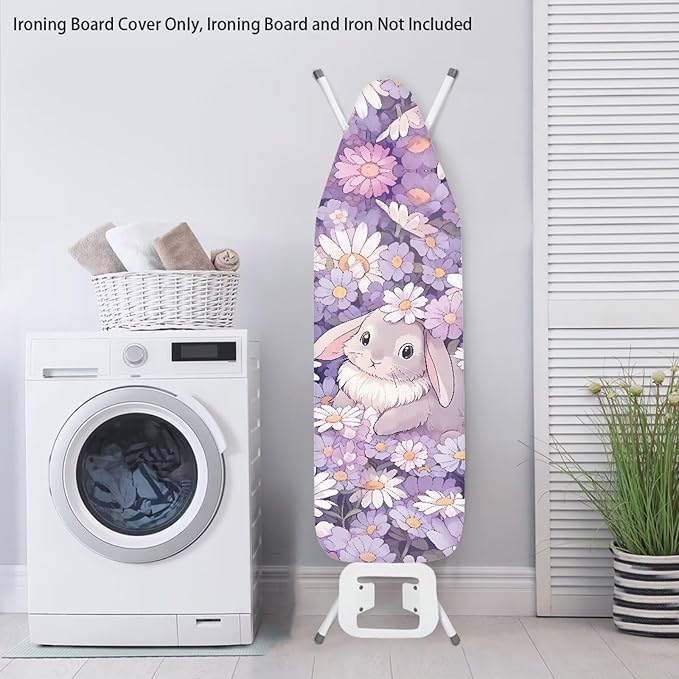 Daisy Bunny Iron Board Cover for Easter Standard Size Elastic Edge for Snug and Secure Fit, Music Note Iron Board Cover for Standard Easy to Install
