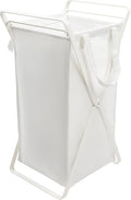 Yamazaki Home Tower Laundry Hamper Clothes Basket With Cotton Liner - Small, 25.2" - Steel + Cotton - 12 Gallons, 45 Liters