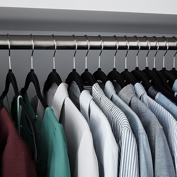 Non-Slip Scented Velvet Hangers - Heavy Duty Clothes Hanger - Ultra Thin Space Saving 360 Degree Swivel Hook - Ideal for Coats, Jackets, Pants, & Dress - Mint - 6 Pack