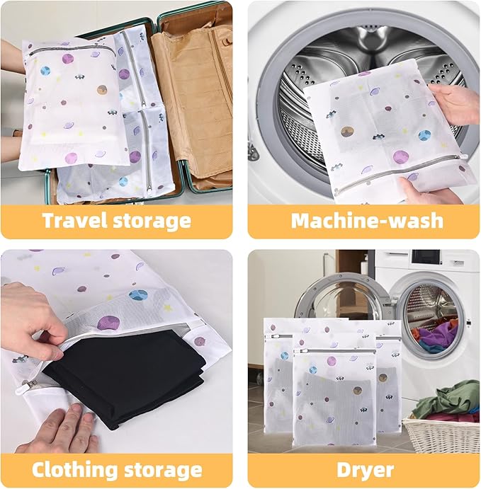 Durable Mesh Laundry Bag, Durable Laundry Bags with Premium Zipper (Planet)