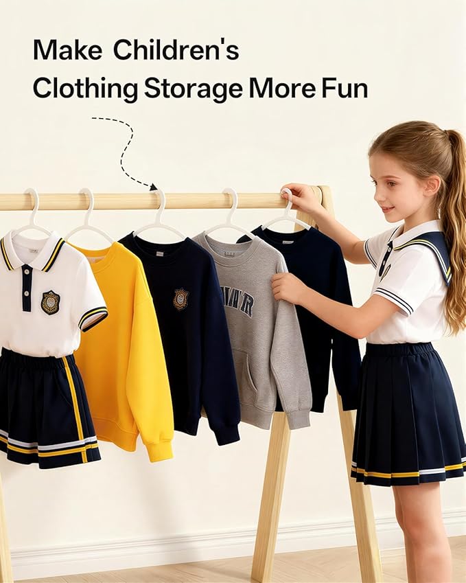 100 Pack Kids Hangers, Non-Slip & Sturdy Coat Hangers, Ultra-Thin Plastic Suit Hangers for 7-12 Years Old, Dry & Wet Dual-Use Multi-Scenario Storage, Holds Up to 11 LB, 14"W , White, UAPY09100W
