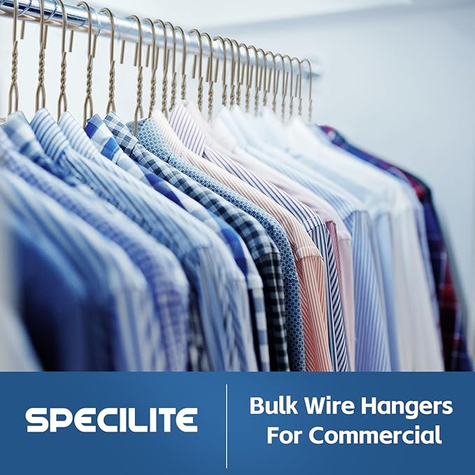 SPECILITE 18 Inch Wire Metal Clothes Hangers Bulk 100 Pack for Large Size Suits, Coats, Shirts, Pants, Skirts, Space Saving, Non Slip,12 Gauge Ultra Thin, Bronze