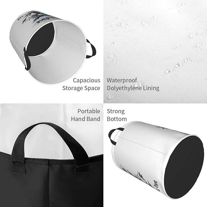 Laundry Basket Cute Black Cat Room Decor,Round Laundry Hamper Waterproof Dirty Clothes Hamper Collapsible Laundry Baskets With Handles,Toy/Clothes Storage Basket For Home Dorm Black Cat Bathroom Decor