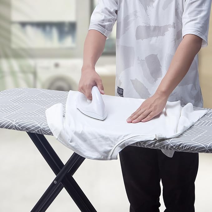 Seiritex Extra Wide Ironing Board Cover and Pad 18 x 54 inch Heat Reflective with Hook and Loop Fasteners, Thick Padding with Elasticized Edges, 3 Layers Iron Board Cover (Gray Cube)