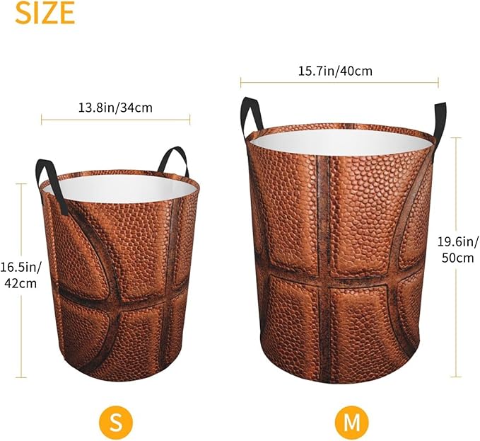 Basketball Round Laundry Hamper Basket Ball Texture Storage Basket Toys Clothes Organizer Bin For Home Bathroom Bedroom Dorm Nursery, 62l