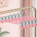 14Inch Clothes Pants Hangers with Wide Clips 10 Pack,Non-Slip Adjustable Skirt Hanger for Women,Space-Saving Heavy Duty Men Hangers for Pants,Trousers,Jeans,Shorts,Pink