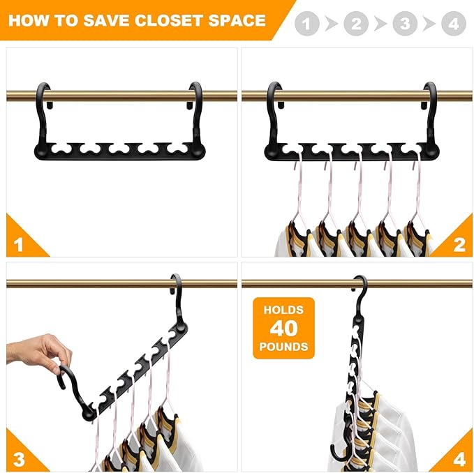 12-Pack-Closet-Organizers-and-Storage,Clothes-Organizer-Hangers for Heavy Clothes Sturdy Home Closet Organization and Storage,College-Dorm-Room-Essentials for Girls,Cloth-Storages-Space-Saving-Hangers