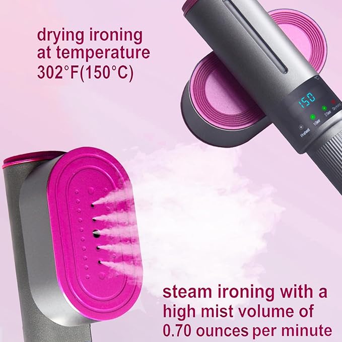 2 in 1 Travel Steamer Iron for Clothes,1200W Portable Handheld steamer for clothes, One-Button Switch, Fast Heat-Up, Quick Wrinkle Removal, Dry & Steam Ironing,110V(Silver&Purple)