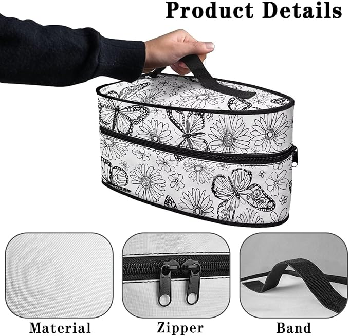 Butterfly Daisy Print Steam Iron Case Travel Iron Organizer Handheld Steamer Holder with Handle Waterproof Travel Accessories, Case Only