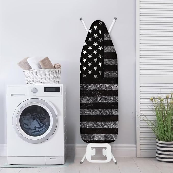 SEANATIVE Black American Flag Ironing Board Cover Decorative Ironing Board Protective Guard Covers Dustproof Iron Pad Cover with Elasticized Edges