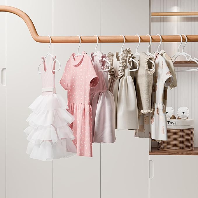 VTRIN Baby Hangers 100 Pack Large Capacity Hard Plastic Kids Hangers Suitable for All Clothes of Infant and Toddler, Such as Short, Shirts and Thick Coats, Children Hangers for Kids Clothes