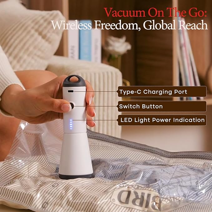 Vacuum Bags for Travel with Rechargeable air Pump, Carry-on Size Compression Packing Bags for Luggage and Suitcase, Space Saver for Clothes and Clothing 15 Combo Travel Size