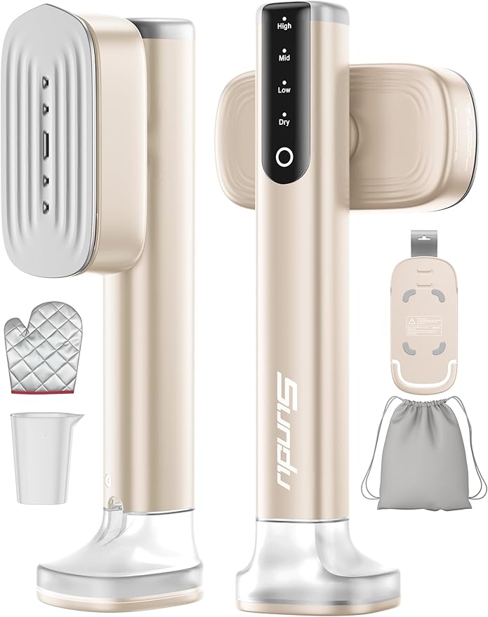 Steamer for Clothes Portable Handheld Garment Steamer,15s Fast Heat-up,180ml Tank,Steamer Ironing Gloves,35 Minutes of Continuous Ironing for Travel and Home(Champagne Gold)