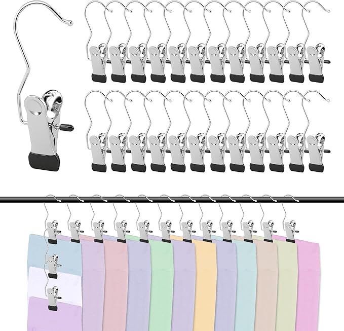 50 Pack Leggings Hangers for Closet, Portable Pants Hangers with Clip for Travel, Legging Organizer Storage for Closet Hanging Space Saving for Yoga Pants, Workout Set, Hat