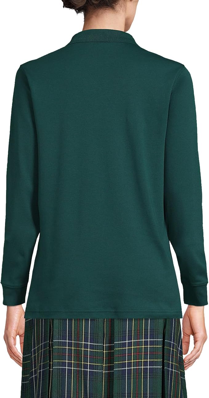 Lands' End School Uniform Kids Long Sleeve Interlock Polo Shirt