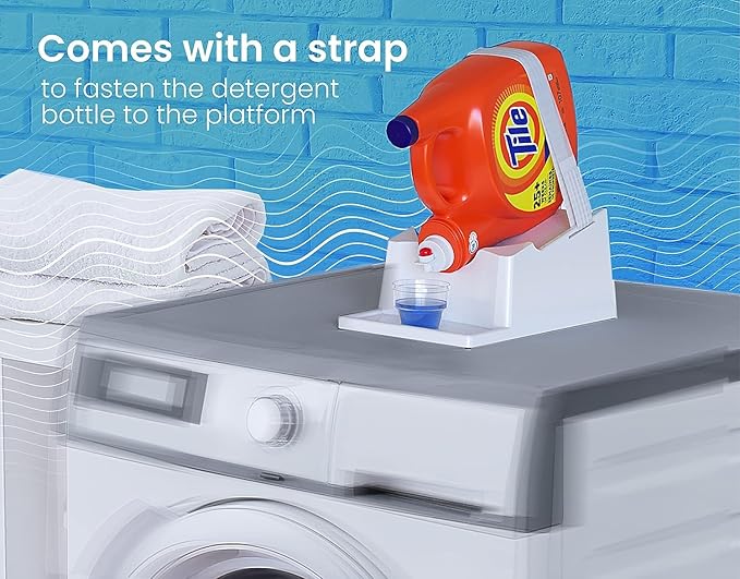 Skywin Efficient Liquid Detergent Holder and Organizer -1 Pack Soap Cup Storage Tray - Drip Tray - Laundry Detergent Dispenser Pedestal (White, 1)