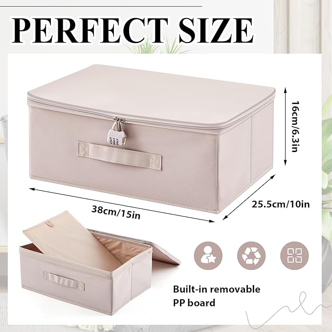 Discreet Lockable Toy Bag Storage Organizer Toy Bag Storage Bins Case with Zipper Lid for Women and Men Clothes Container(Light Purple,15 x 10 x 6.3 Inch)