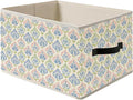 Girly Pastel Jewels Storage Bin Box with Handles, Grandmillenial Blue Green Pink Floral Cottagecore Foldable Organizer Basket Toybox for Girls Dorm Bedroom Bathroom Clothes Toys Books