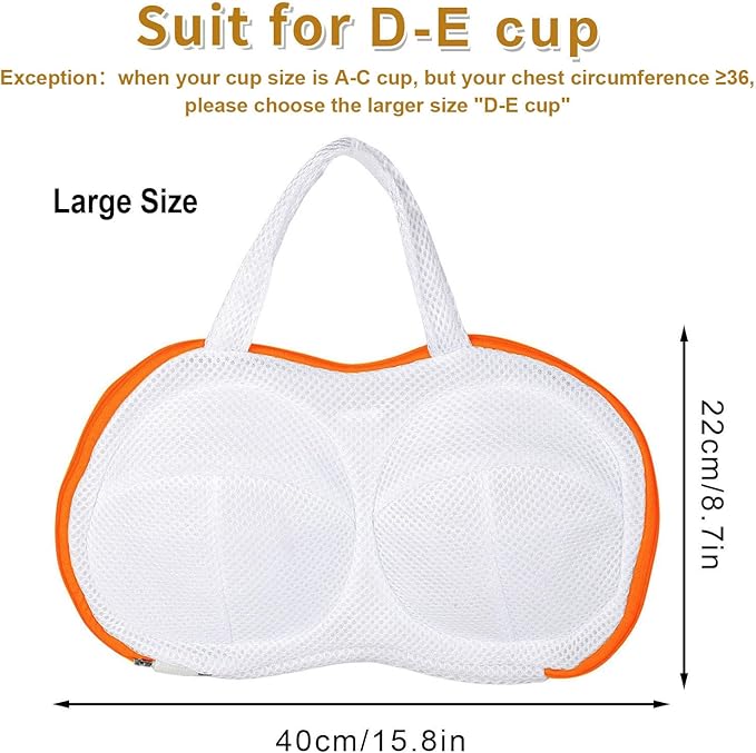 3Pcs Bra Wash Bags for Laundry Lingerie Underwear Brassiere Bag Set for Washing Machine Suitable for Women Delicates Bra Yellow(D to E Cups)