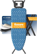 Kitsure Folding Ironing Board - Height Adjustable Iron Board in Full Size, Wobble-Free & Heavy-Duty Ironing Board with Cover and Pad for Heat Resistance, Blue, 43"L x 13"W x 35.8"H, Garment Steamer