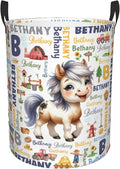 Personalized Farm Horse Laundry Basket For Baby Kids Boys Girls Adult Custom Hamper Basket With Name For Bathroom Bedrooms Collapsible Baby Laundry Basket, Dirty Clothes Hamper With Handles