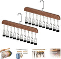 Closet Organizer with 10 Clips, Space Saving Hanging Closet Organizer, Legging Hanger for Closet Organizer with 10 Clip for Storing Jeans, Legging, Shorts (Vintage-10 Clips, 2PCS)