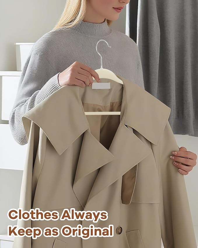 10 Pack Sweater Hangers No Shoulder Bump - Heavy Duty Coat Suit Hangers - Wide Shoulder Thick New Velvet Clothes Hanger - Non Slip Clothing Hanger for Sweaters, Jacket, Wedding Dress, Shirt, Closet