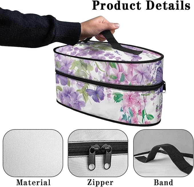 Purple Flower Travel Iron Holder Case Irons Carrying Organizer for Most Iron and Accessories Iron Portable Storage Bag for Dustproof Bag,Easy to Carry