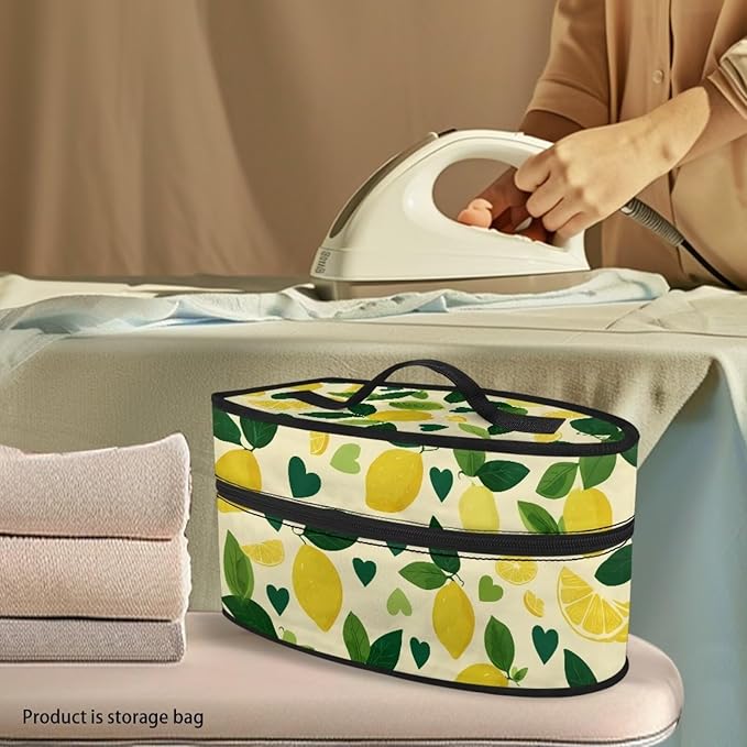 Lemon Print Steam Iron Case Travel Iron Organizer Handheld Steamer Holder with Handle Waterproof Travel Accessories, Case Only