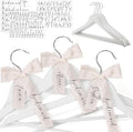 Chunful 10 Pack Personalized Bride Hanger for Wedding Dress Custom Name White Wooden Bridal Hangers with UV Dtf Transfers Natural Wood Dress Hanger with Ribbon Bow Bride Wedding (Silk Ribbon,Ivory)