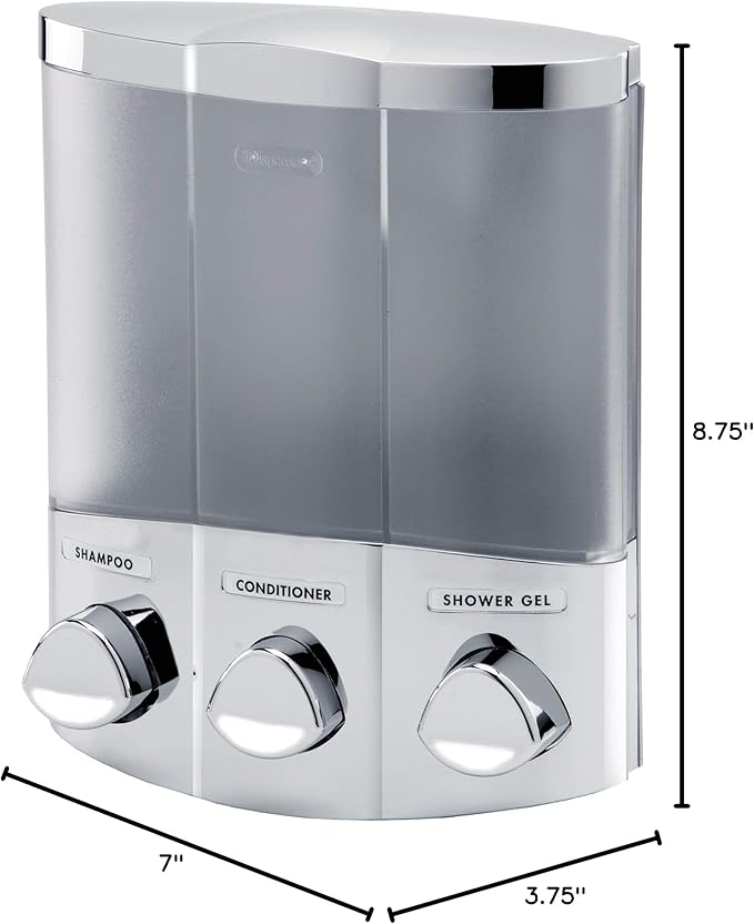 Better Living Products 76344-1 Euro Series Trio 3-Chamber Soap and Shower Dispenser, Chrome (Pack of 6)