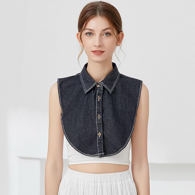 Eforcase Fake Collar Detachable Dickey Collar for Women Denim Fake Collar False Shirt Collar Dickey Collars Faux Collar