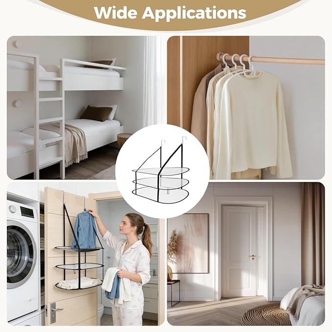ZALIR 2 Pcs Over The Door Mesh Sweater Drying Rack Set - 3 Tier Lay Flat Sweater Drying Rack, Black Foldable Lay Flat Laundry Hanging Mesh Dryer with Door Hooks for Apartments, Dorms, Bathrooms