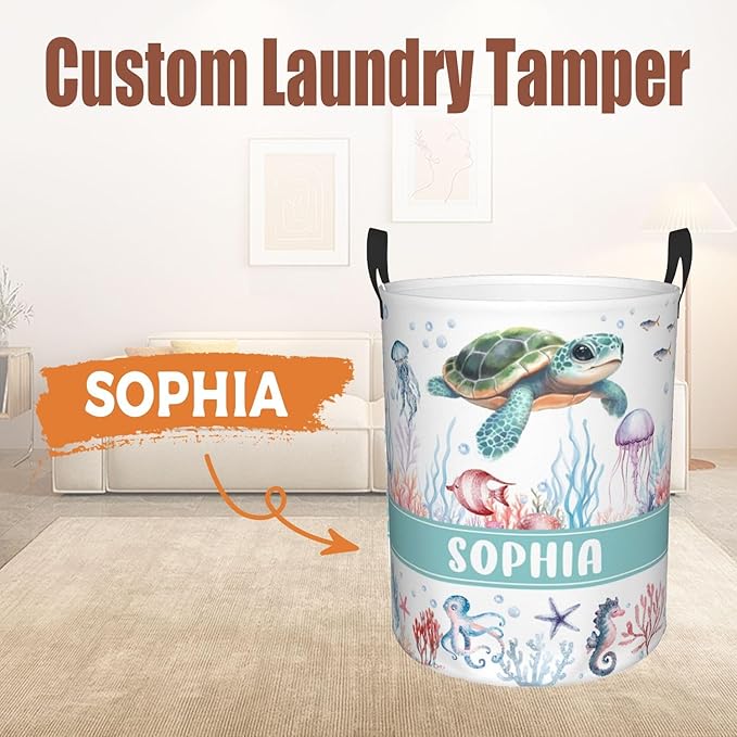 Custom Name Laundry Hamper, Personalized Laundry Basket with Name for Baby Boys Girls, Customized Collapsible Dirty Clothes Hamper Storage with Handles for Bedroom Bathroom Dorm Room Decor