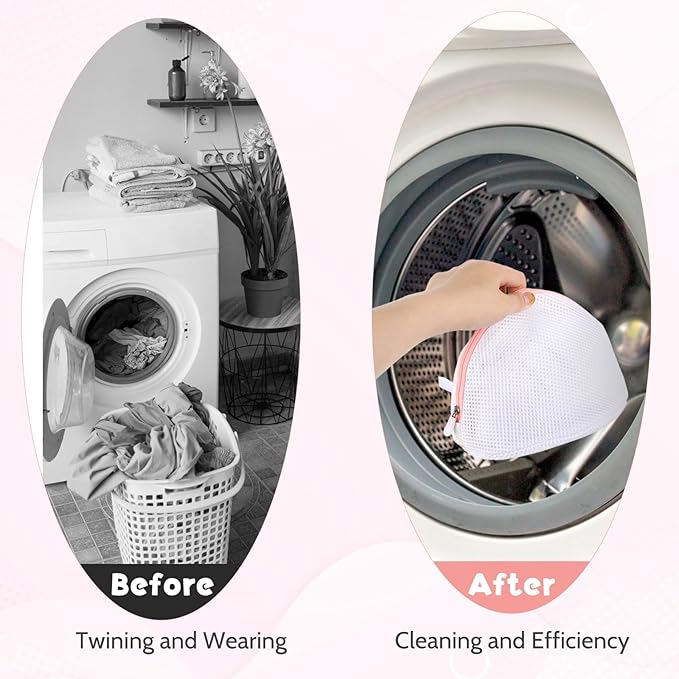 3Pcs Bra Wash Bags, Large Bra Laundry Bags for Washing Machine, Underwear Brassiere Bag Set for Washing Machine With Zipper Women Delicates (A to D Cups)