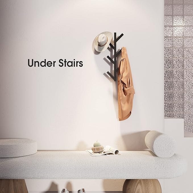 RRG Vertical Coat Rack Wall Mounted 16 Inch, Metal Vertical Hat Rack for Wall, Modern Coat Rack Tree for Hats, Jackets, Bags, Entryway Bedroom (Height 16")
