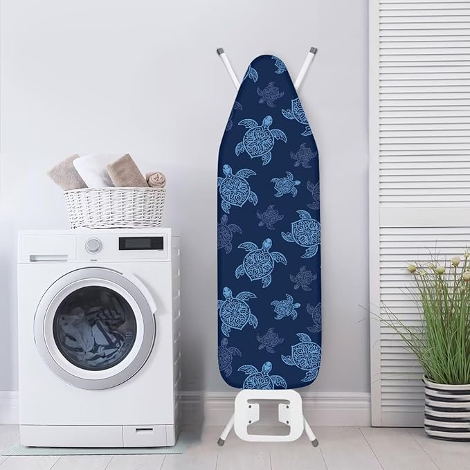Sea Turtle Full Size Ironing Board Cover Scratches-Proof Heat Reflective Premium Fabric Cover with Cozy Nose Pocket Suit for Extra Wide 15 x 54 Ironing Boards Decor