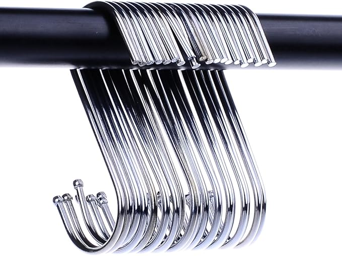 20 Pack 3.5 Inch S Hooks Heavy Duty for Plants, Hangings, Outdoor, Lights, Cups - Large Hangers for Kitchen, Bathroom, Bedroom and Office (Silver)