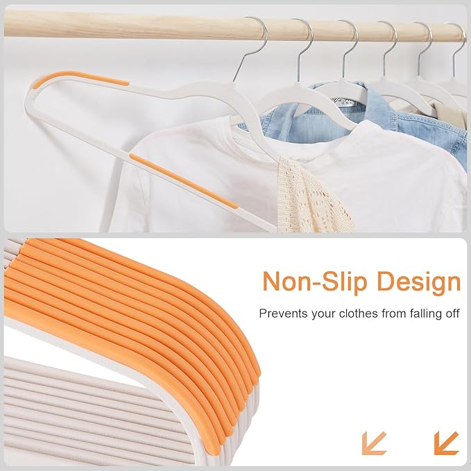 VECELO 25 Pack Clothes Hangers, Non-Slip Plastic Hanger, 360°Swivel Hook & Space Saving for Bedroom Closet, Great for Shirts Suit Coat Pants Skirt Dresses