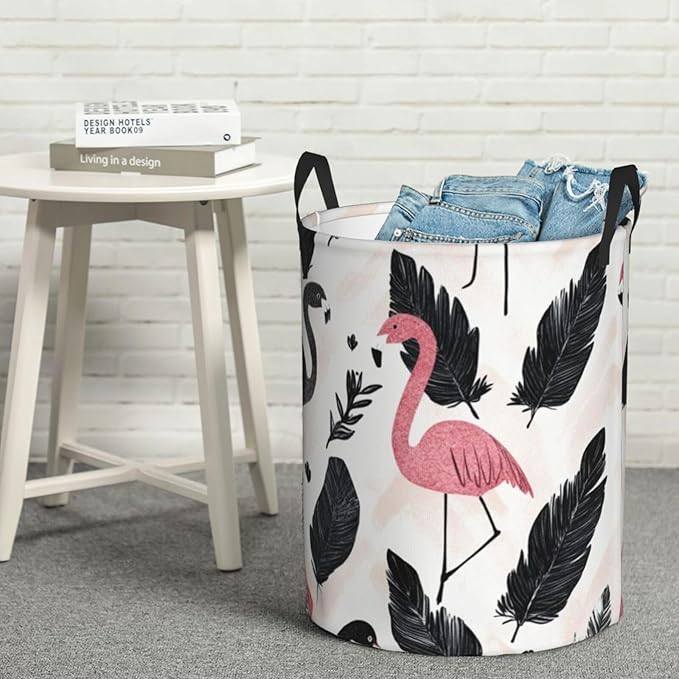 Flamingo Print Laundry Basket For Storage Bins Gift Baskets Bedroom Clothes Hamper