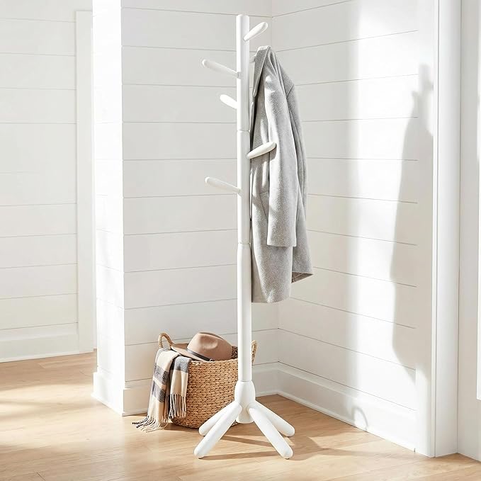 Cortesi Home Chandler Wooden Coat Rack, White