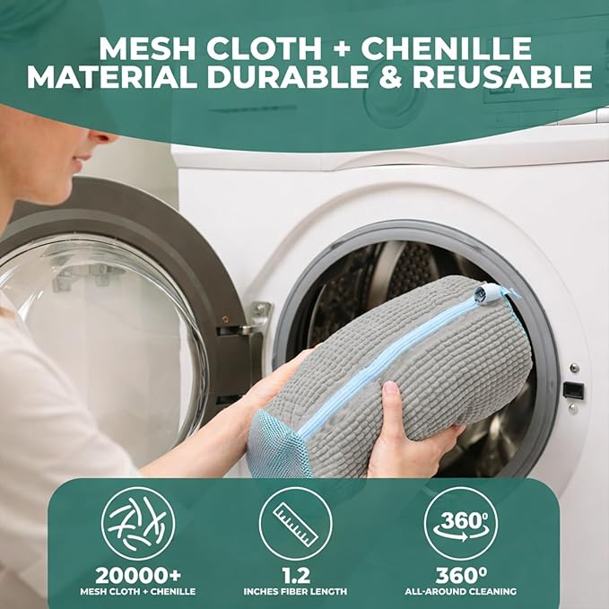 GUIVA Shoe Washing Machine Bag - Shoe Laundry Bag for Washer and Dryer - 360° Deep Cleaning Washer Bags with Zipper & Mesh Protection - Reusable Sneaker Washing Machine Bag - Pack of 2 (Grey)
