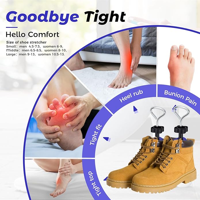 2Piece Shoe Stretcher Boot Stretcher for Men Women,Adjustable Length Width Height Expander for Wide Feet & Instep